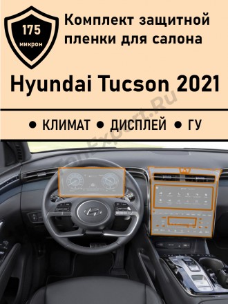 Hyundai Tucson (NX4) комплект матовых защитных пленок для Дисплея приборной панели + ГУ+ Климат
