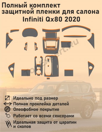 Infiniti QX80 2020/Полный комплект защитной пленки для салона