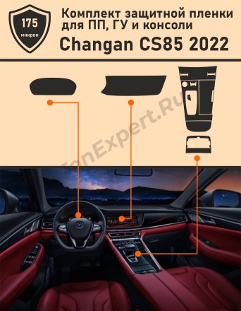 Changan CS85 2022 Защитная пленка для ГУ+ПП+Консоль